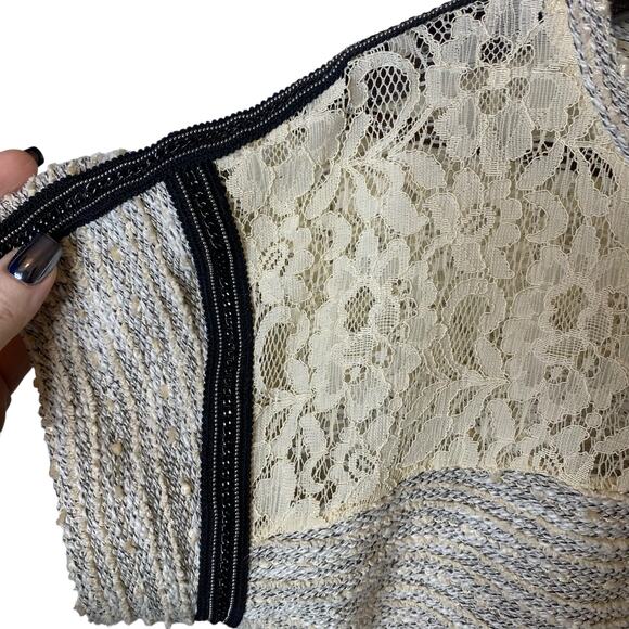 Anthropologie Sanctuary Tweed and Lace Short Sleeve Top Mixed Media, size Medium - Picture 3 of 5